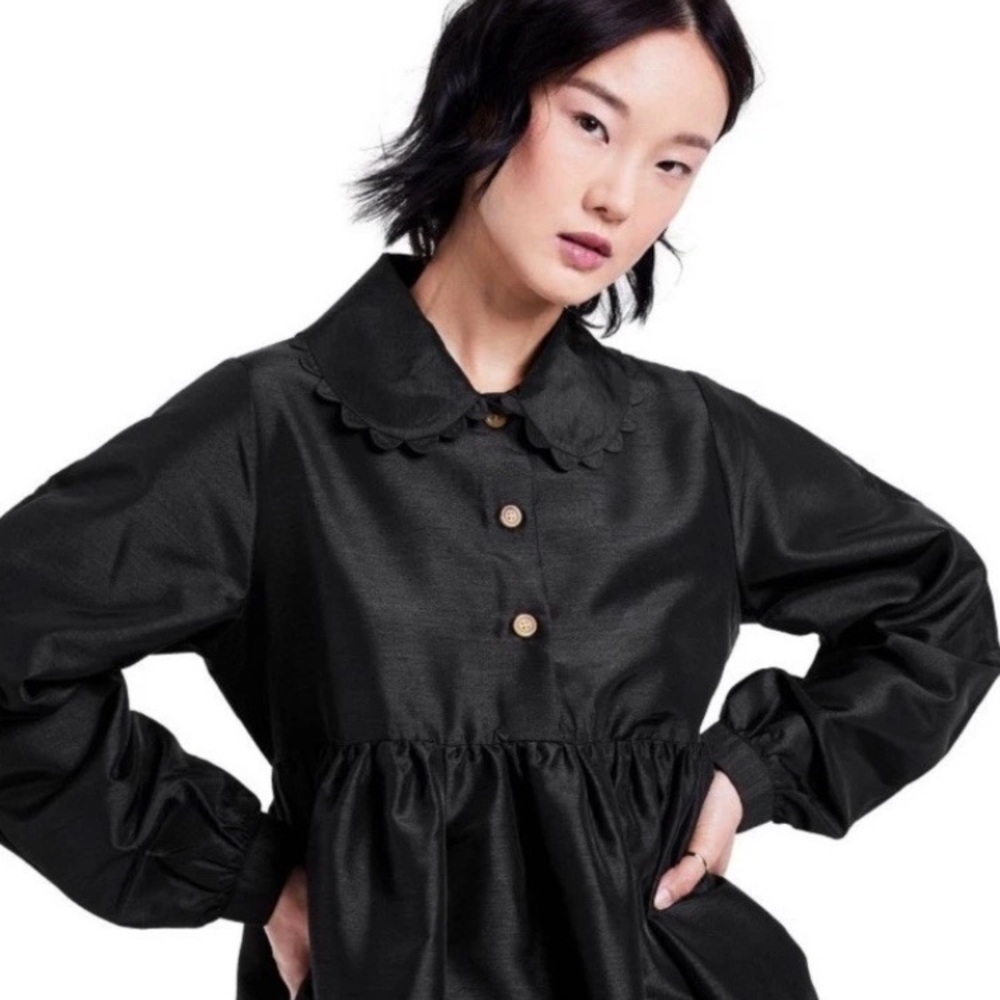 Kika Vargas Mini Dress x Target Size Medium Fit & Flare Black Long Sleeves NWT